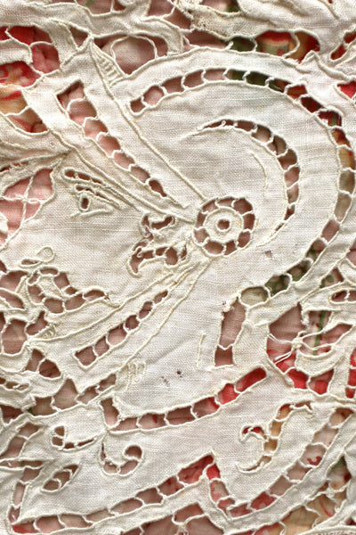 1920s French Richelieu Lace Portrait Panels