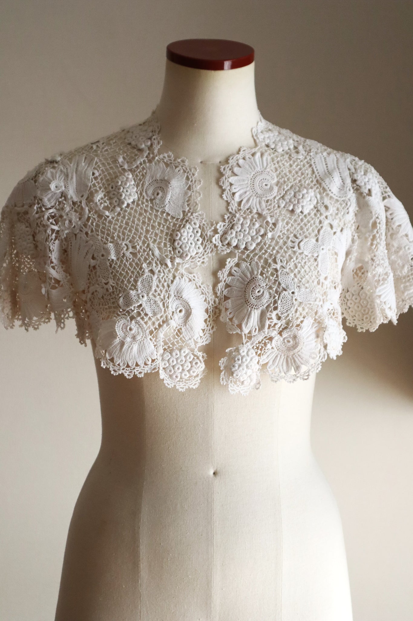 1900s French Hand-Crocheted Lace Bolero