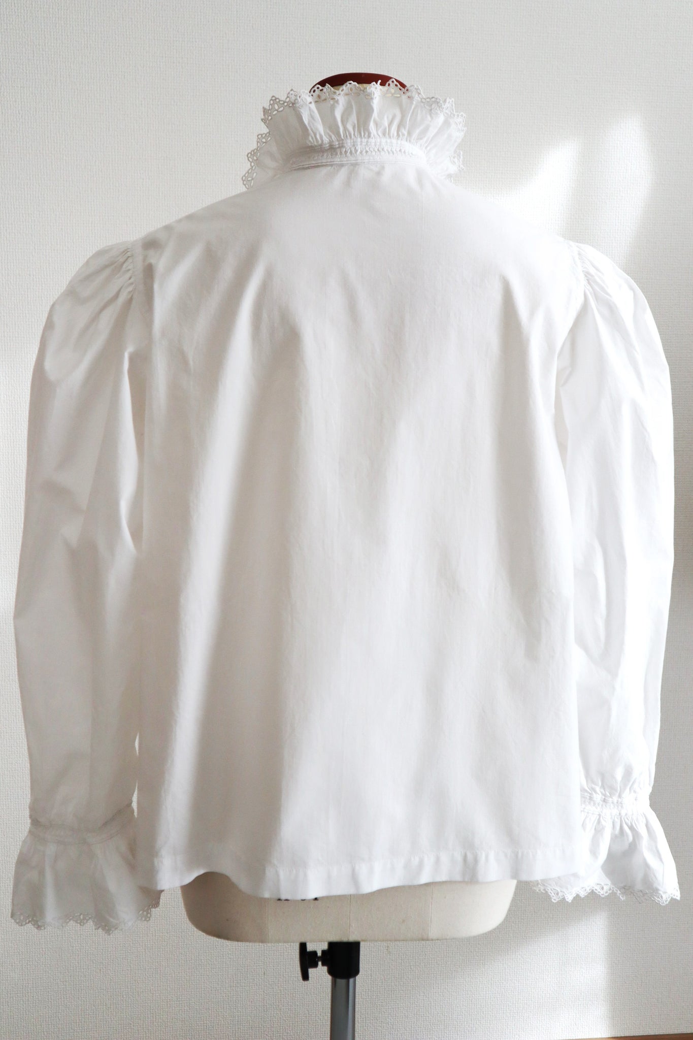 1900s French Hand-Embroidered White Blouse