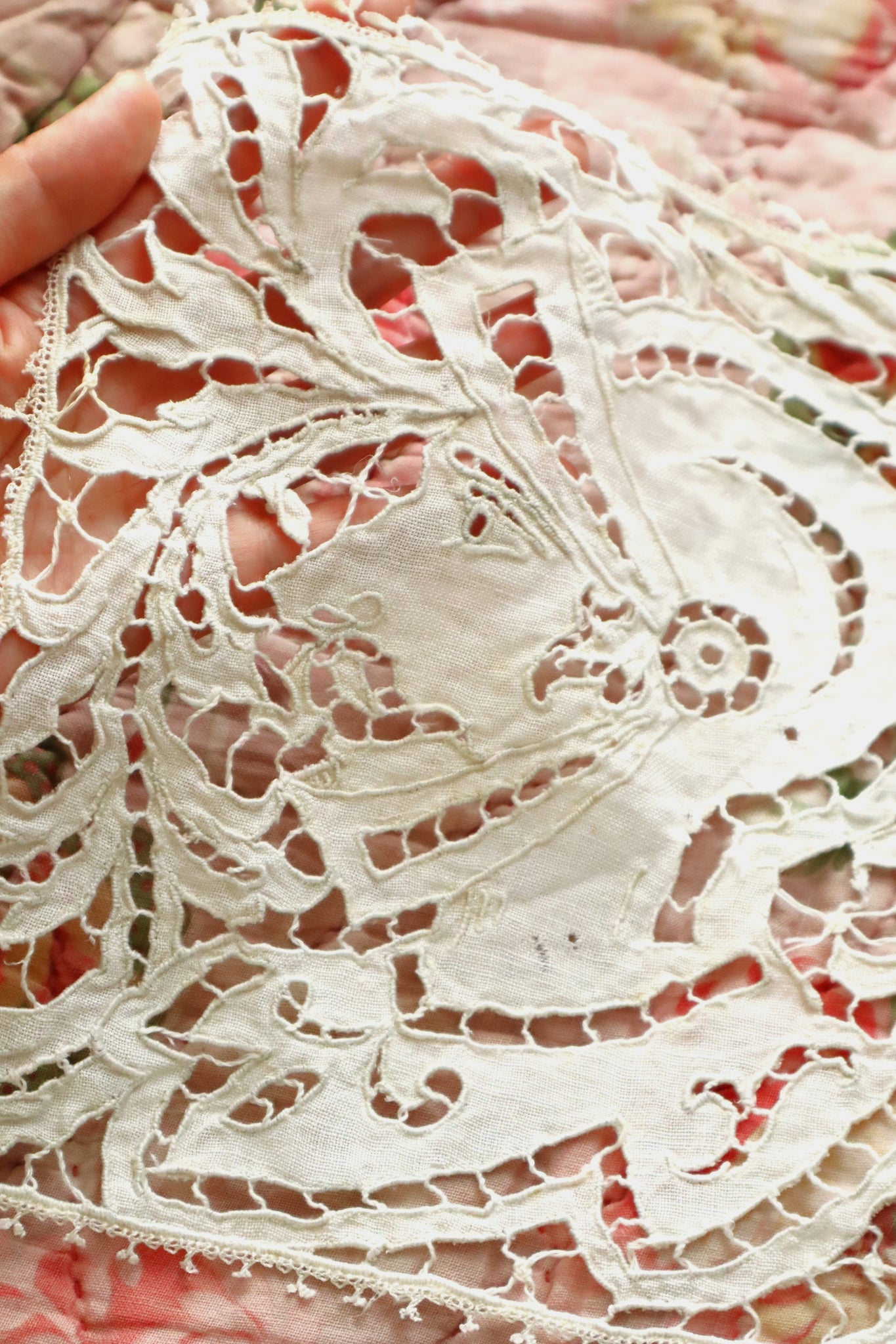 1920s French Richelieu Lace Portrait Panels