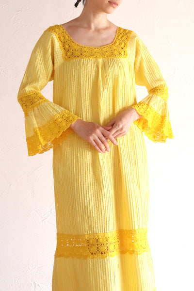 70s Yellow Mexican Dress