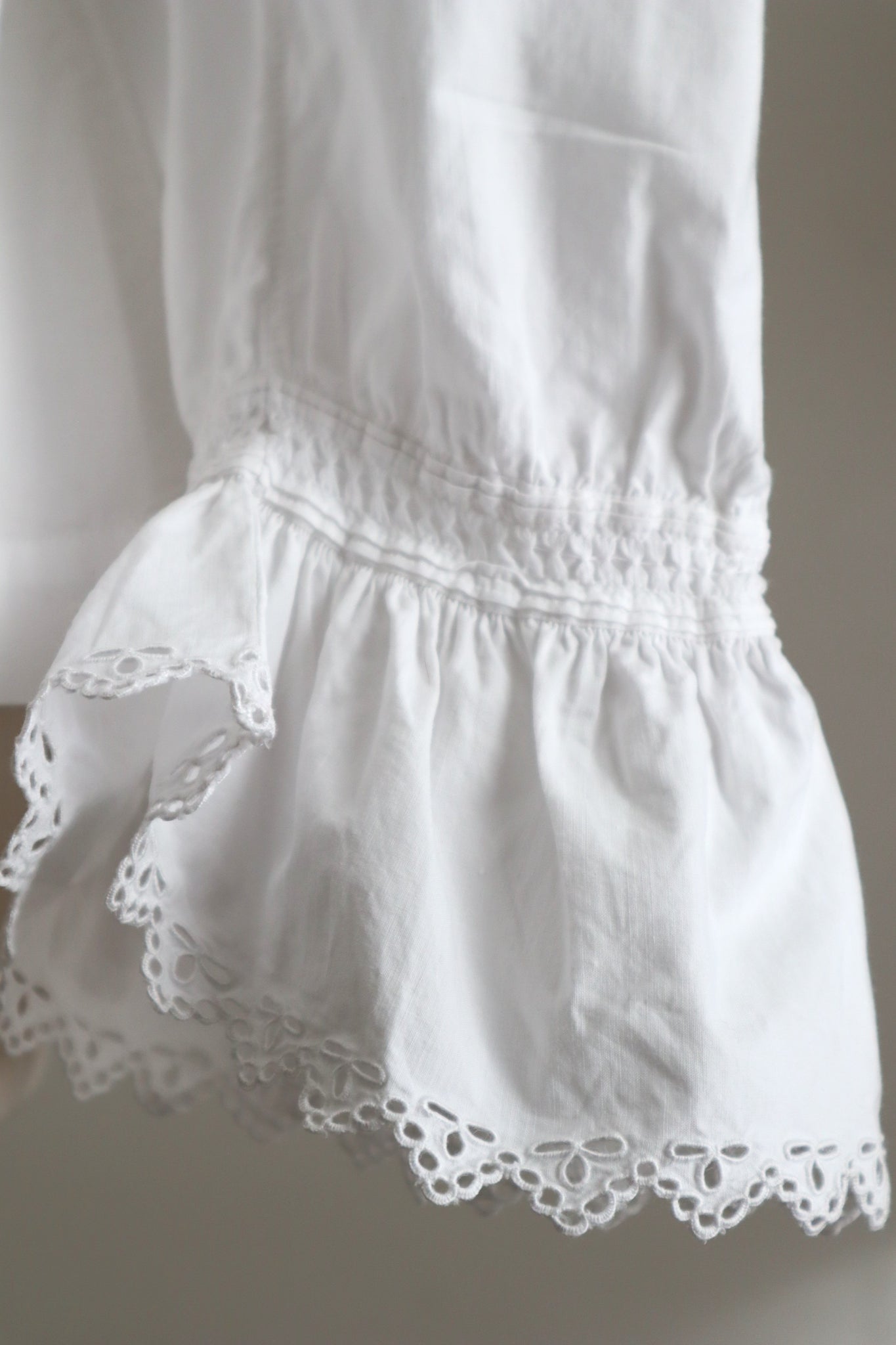 1900s French Hand-Embroidered White Blouse