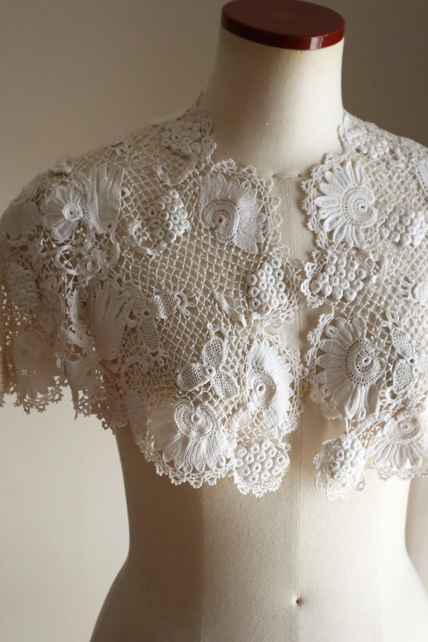 1900s French Hand-Crocheted Lace Bolero