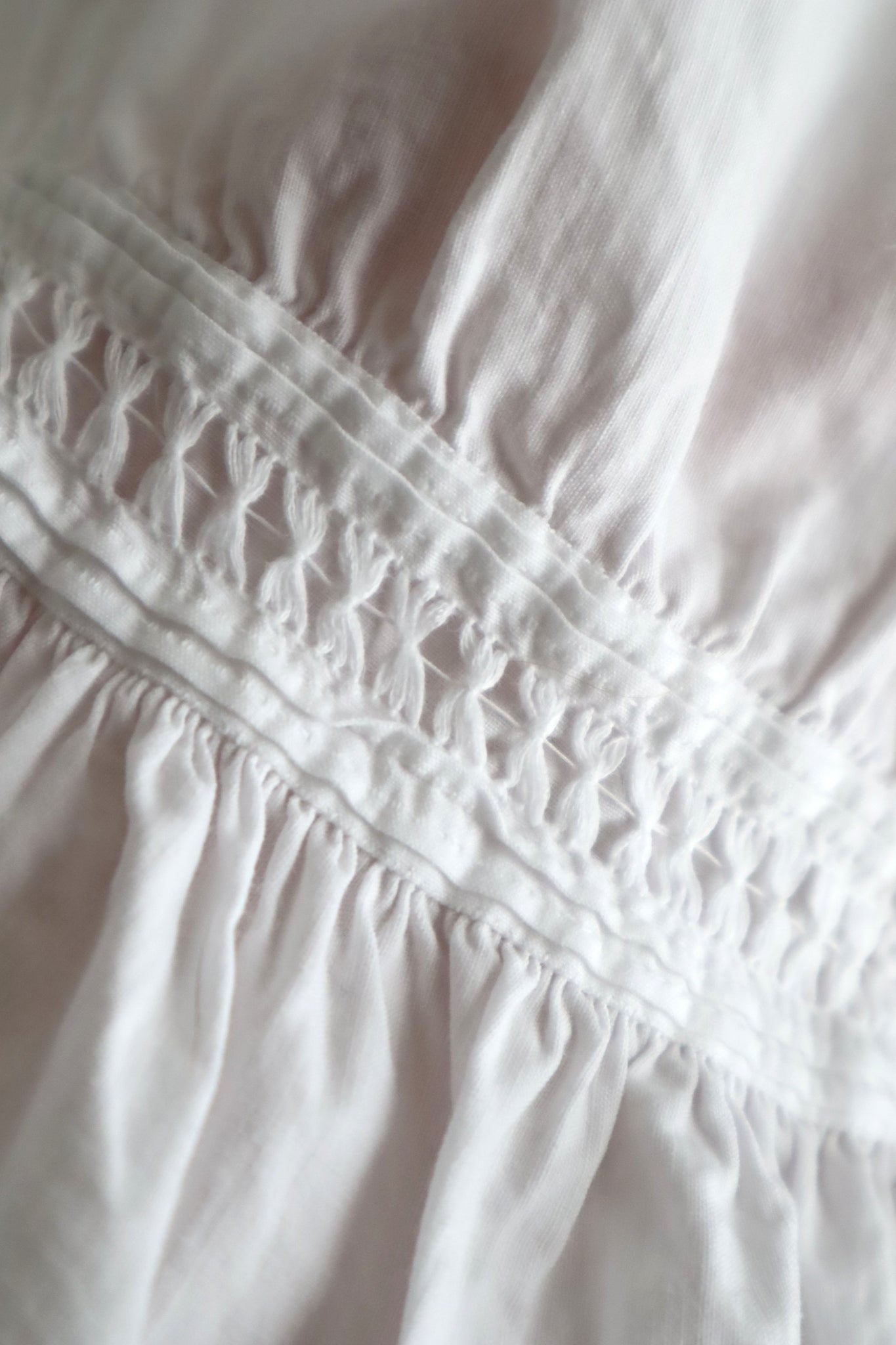 1900s French Hand-Embroidered White Blouse