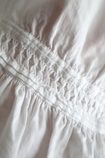1900s French Hand-Embroidered White Blouse