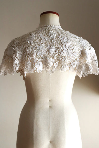 1900s French Hand-Crocheted Lace Bolero