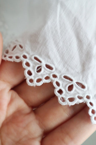 1900s French Hand-Embroidered White Blouse