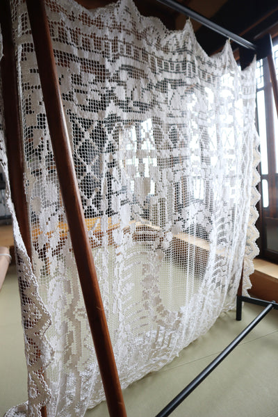 Late 19th Century French Filet Lace Panel Curtain