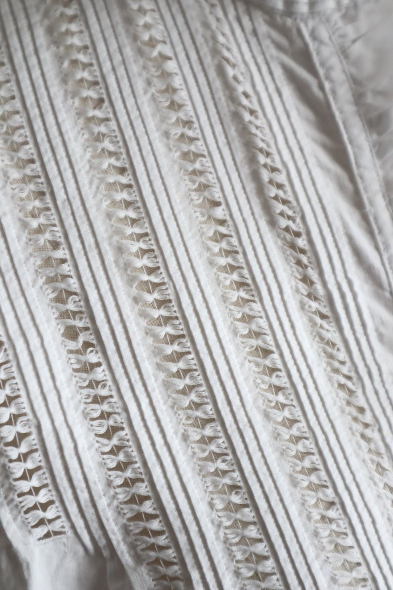 1900s French Hand-Embroidered White Blouse