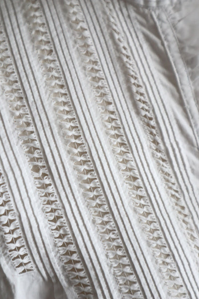 1900s French Hand-Embroidered White Blouse