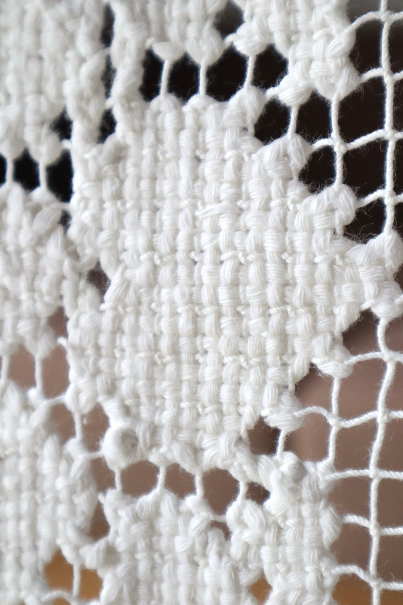 Late 19th Century French Filet Lace Panel Curtain