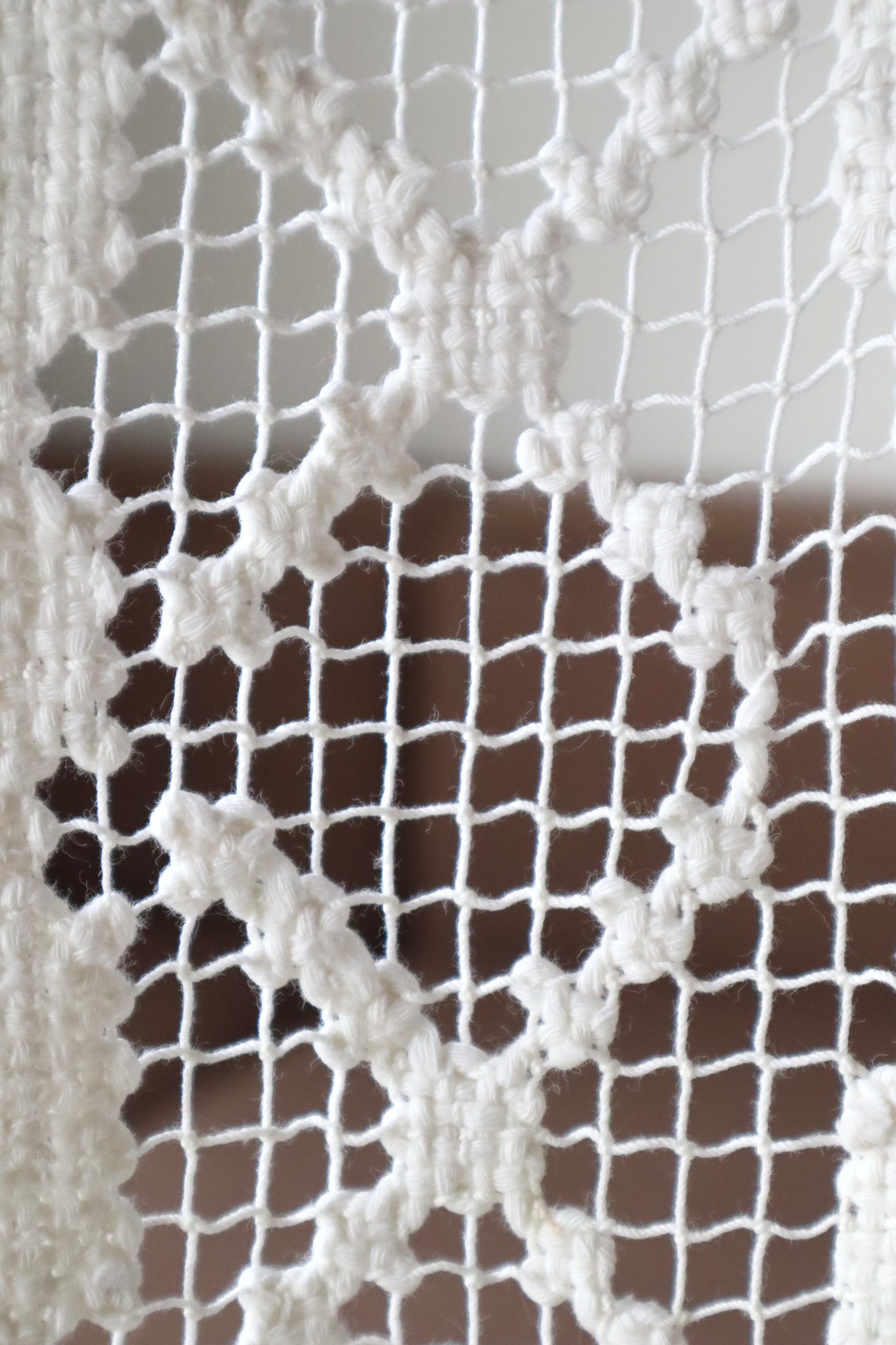 Late 19th Century French Filet Lace Panel Curtain
