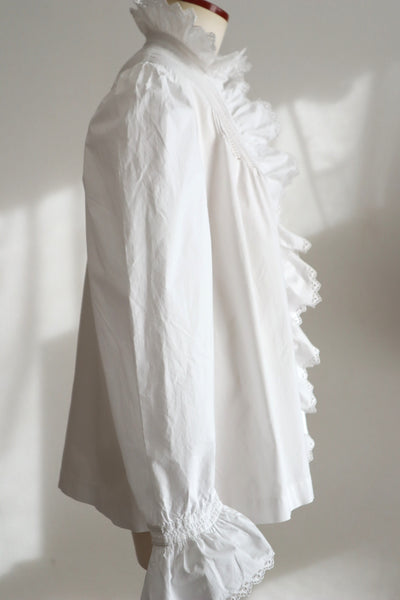 1900s French Hand-Embroidered White Blouse