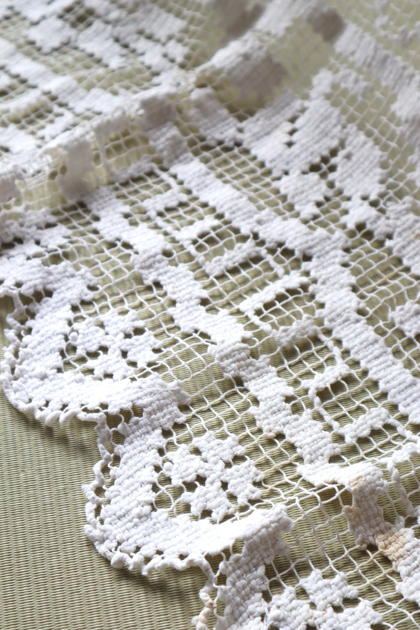 Late 19th Century French Filet Lace Panel Curtain