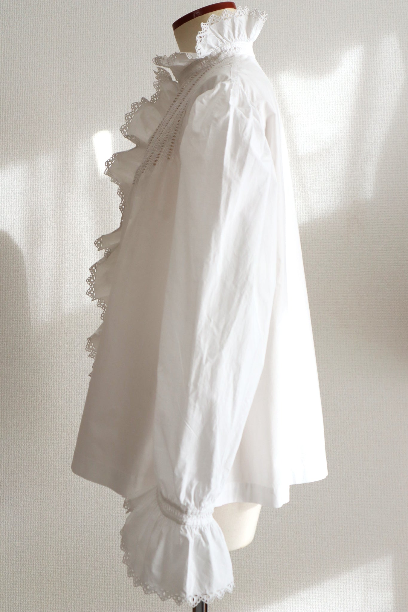 1900s French Hand-Embroidered White Blouse