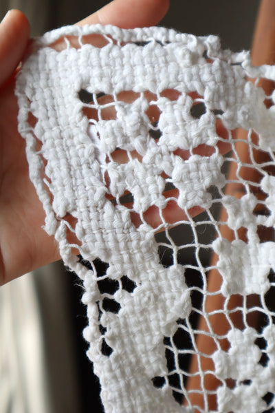 Late 19th Century French Filet Lace Panel Curtain