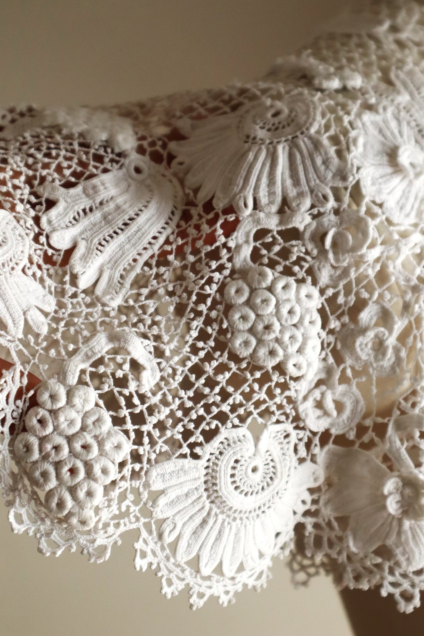 1900s French Hand-Crocheted Lace Bolero