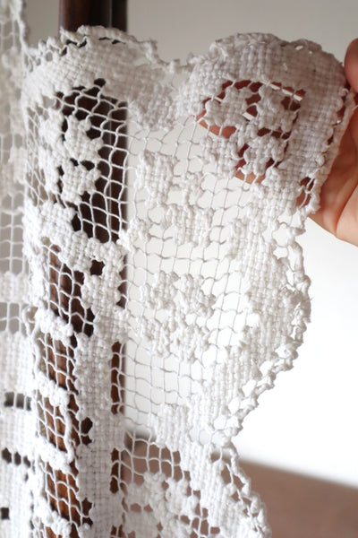 Late 19th Century French Filet Lace Panel Curtain