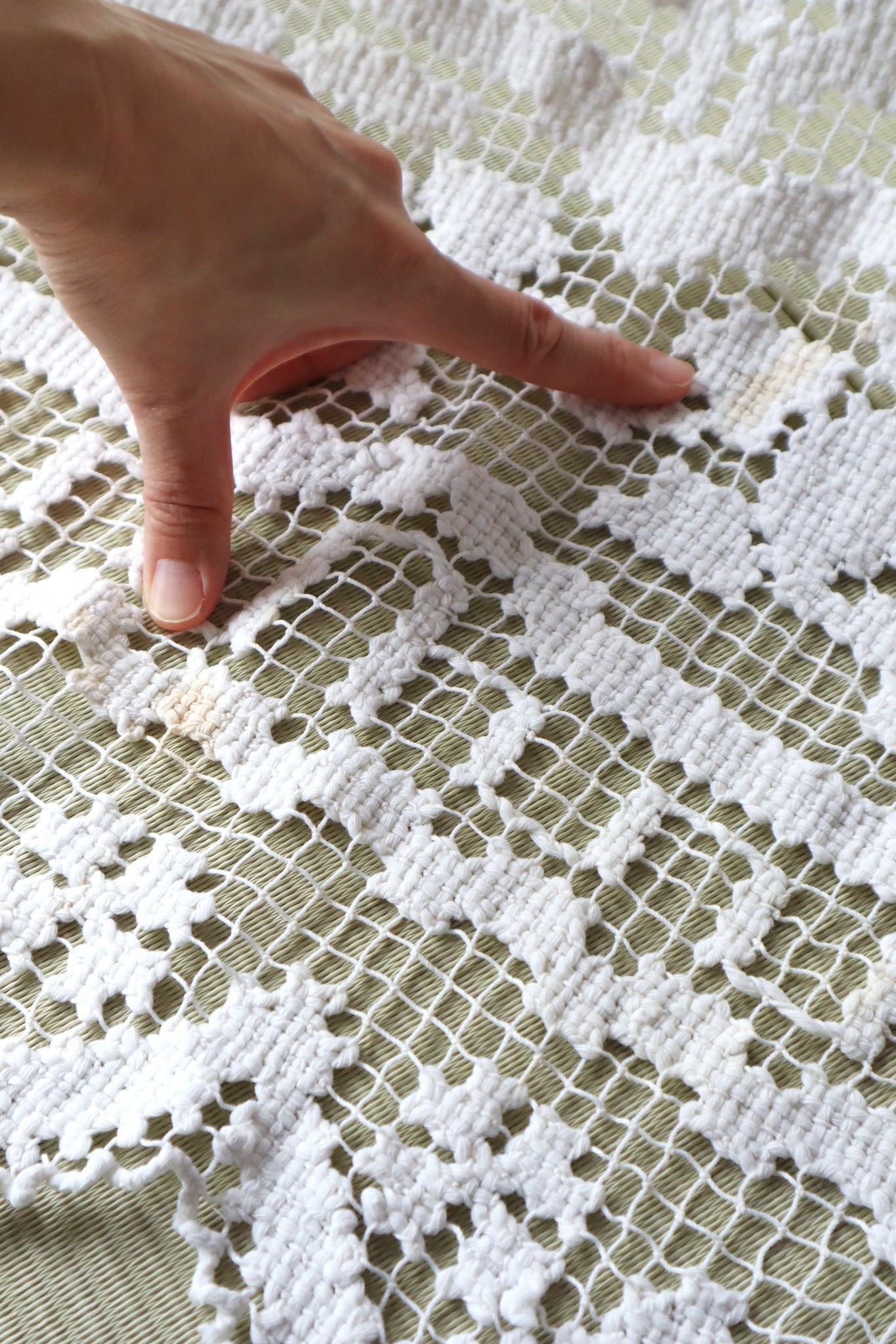 Late 19th Century French Filet Lace Panel Curtain
