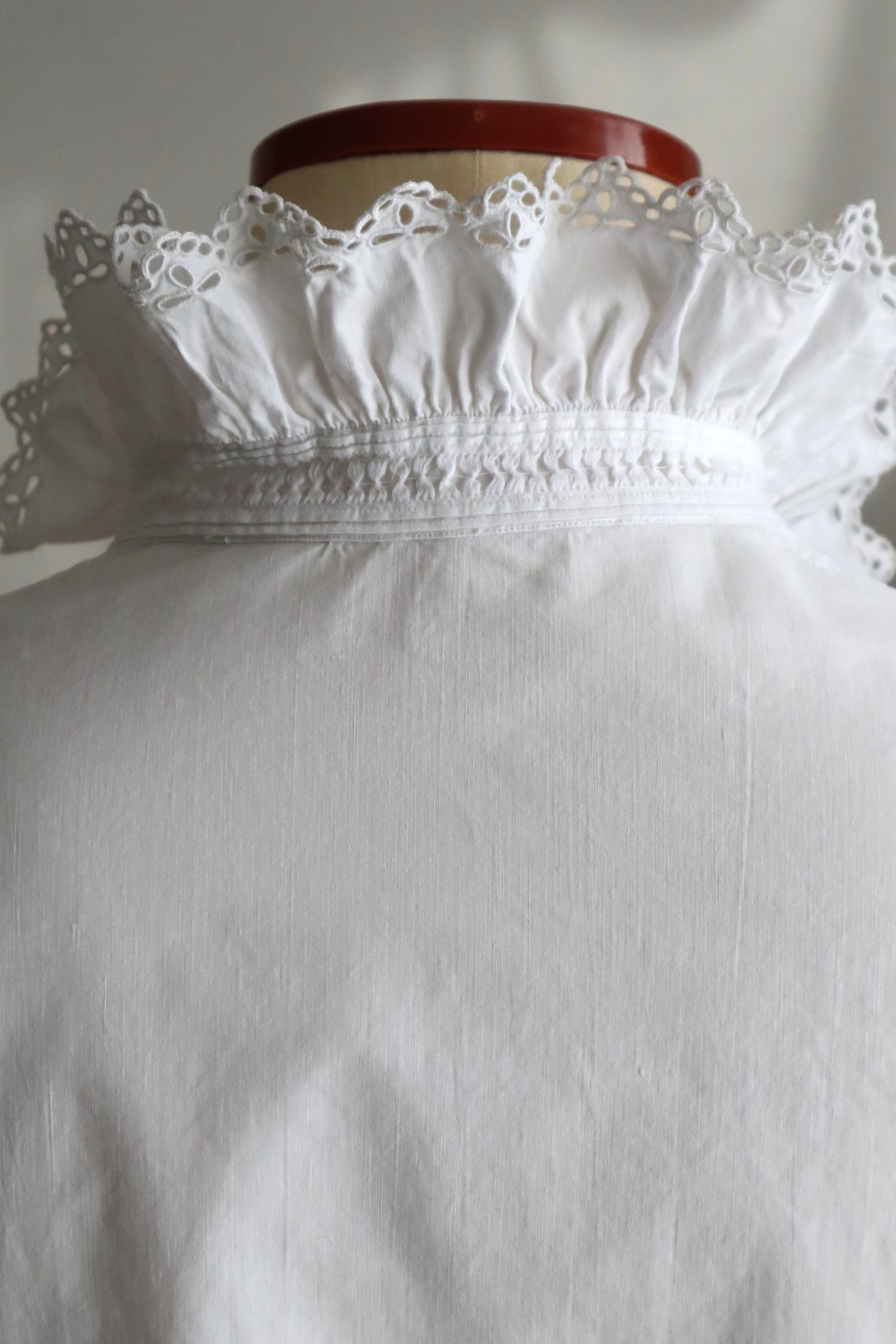 1900s French Hand-Embroidered White Blouse