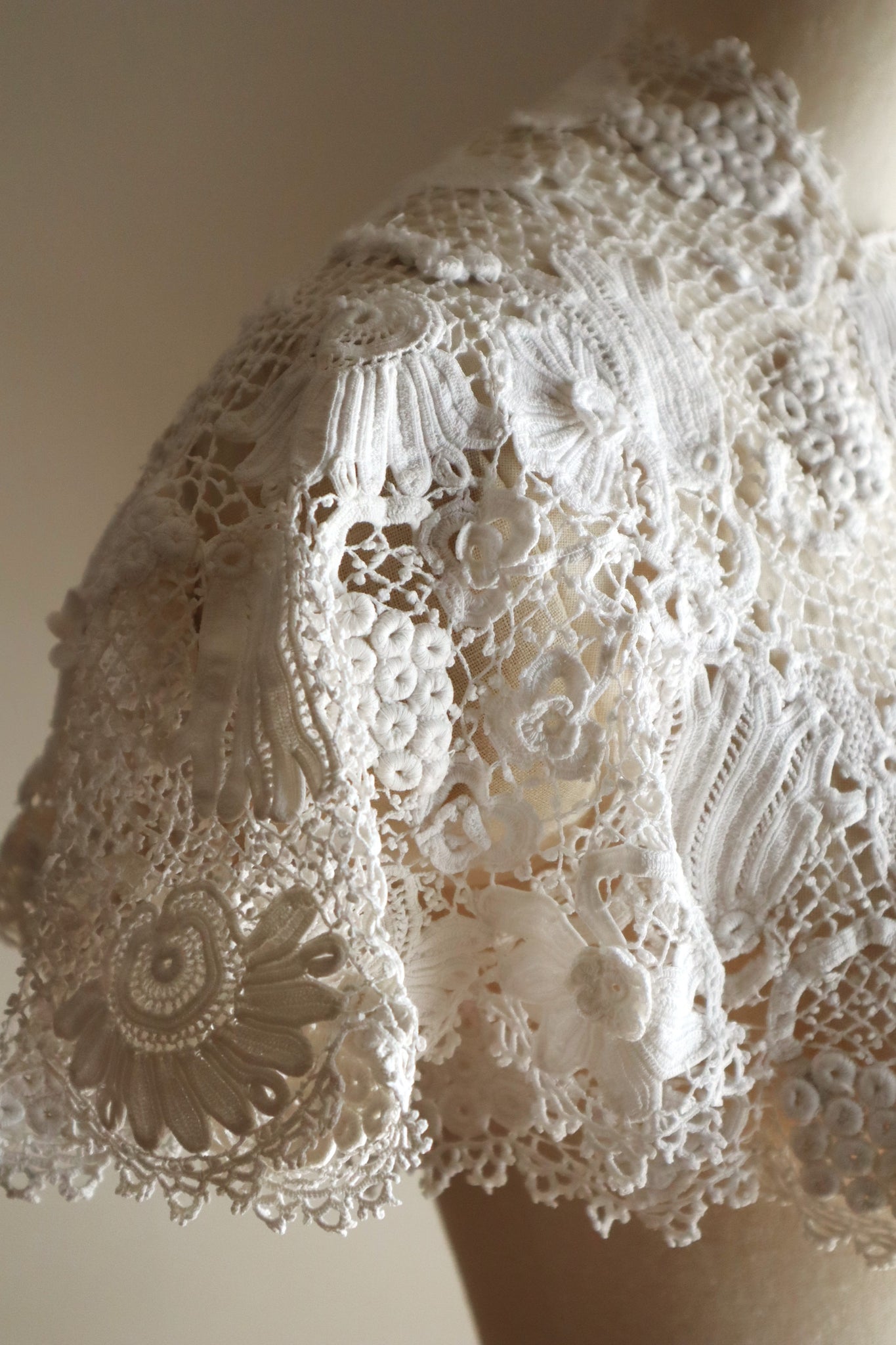 1900s French Hand-Crocheted Lace Bolero