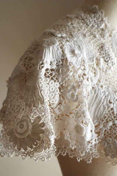 1900s French Hand-Crocheted Lace Bolero