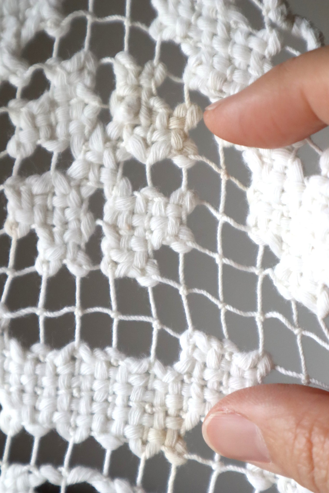 Late 19th Century French Filet Lace Panel Curtain