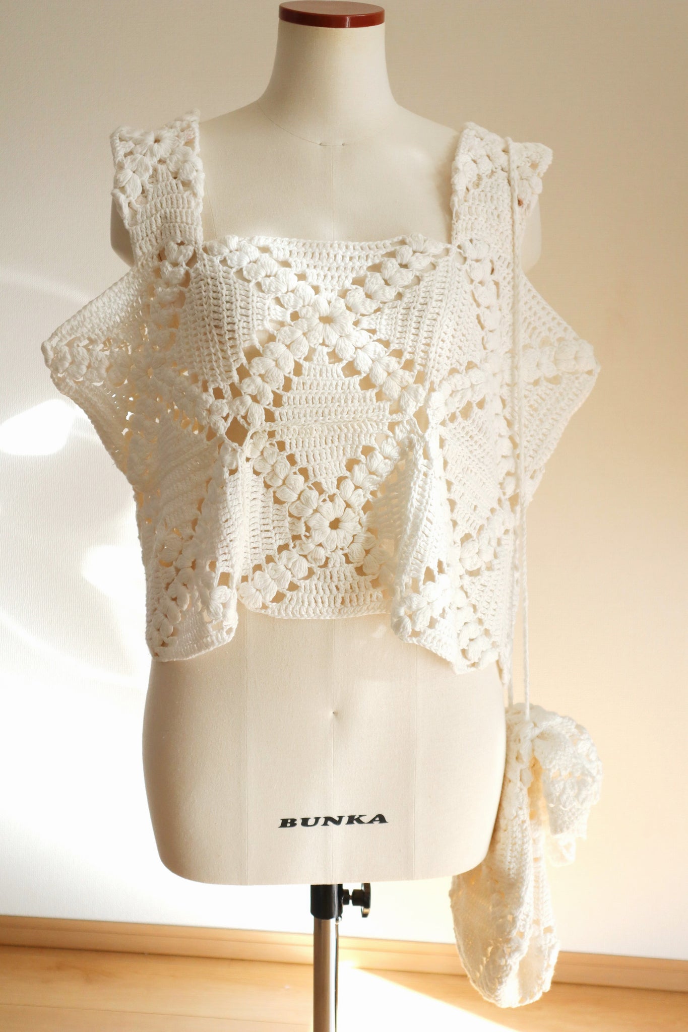 Handmade 70s Crochet Cotton Tops & Bag