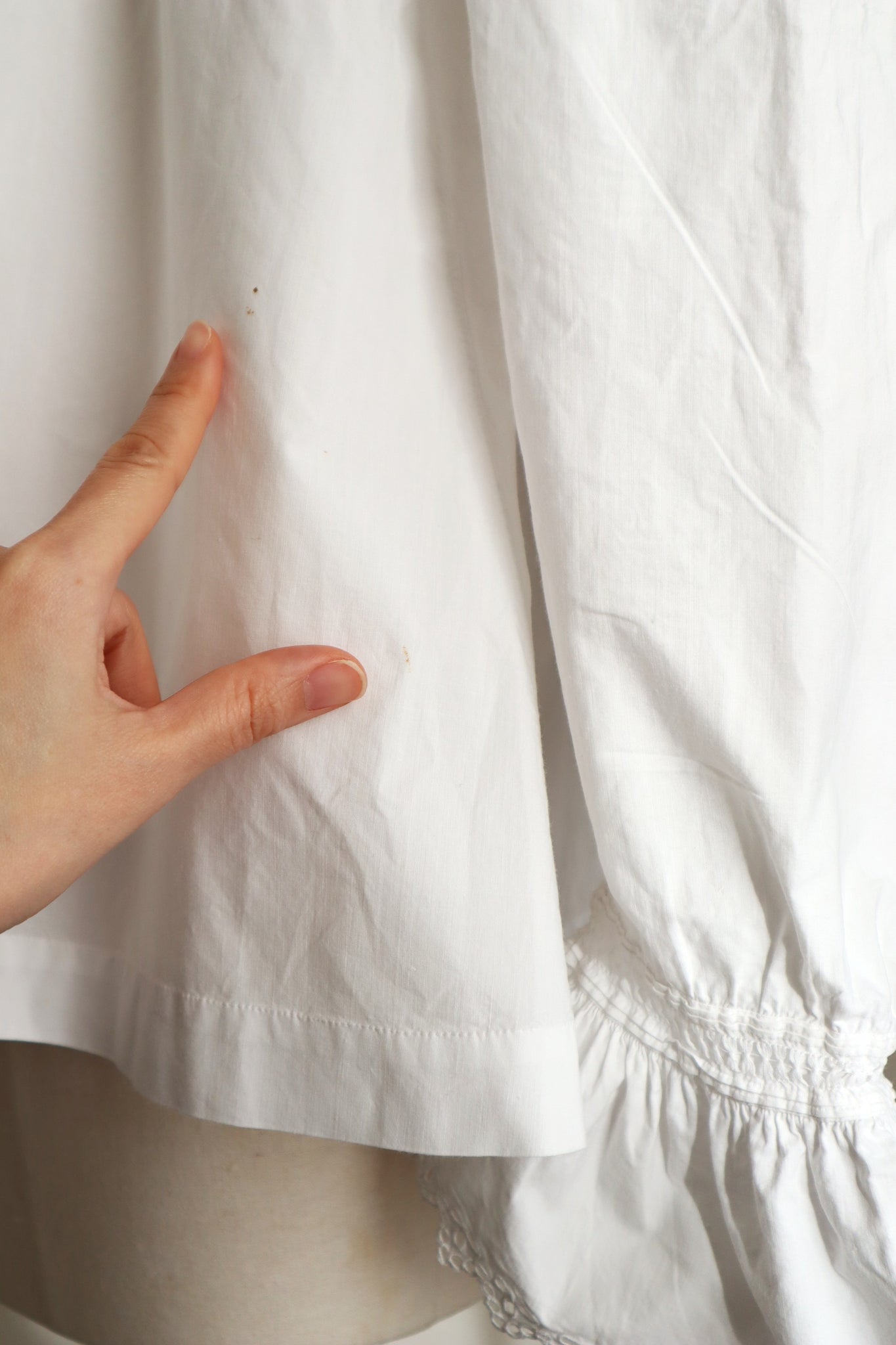 1900s French Hand-Embroidered White Blouse