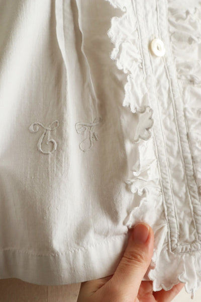 Early 20th Century French Monogram TF Cotton Blouse