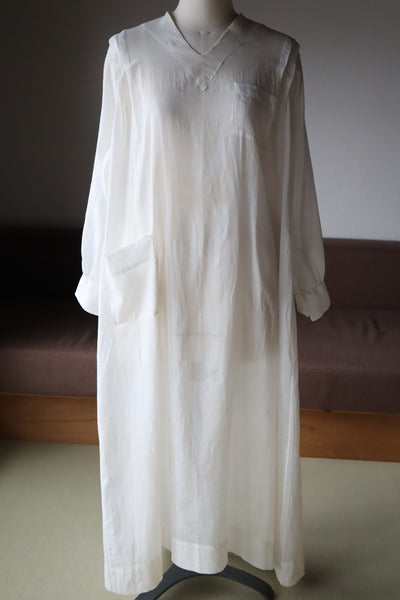 1910s–1920s American Medical Linen Work Dress