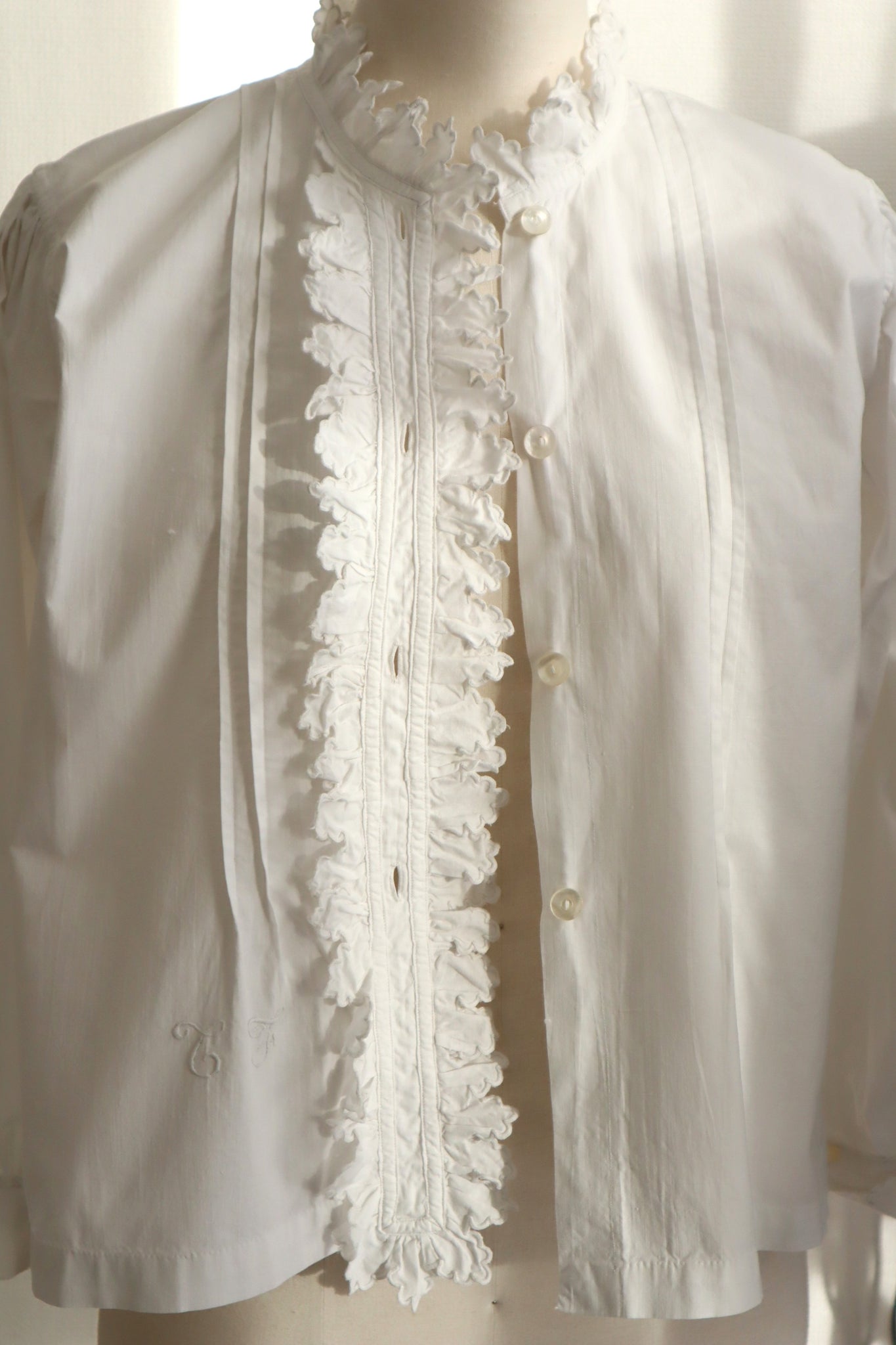 Early 20th Century French Monogram TF Cotton Blouse
