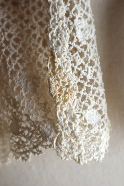 1900s French Handworked Crochet & Embroidered Lace Collar