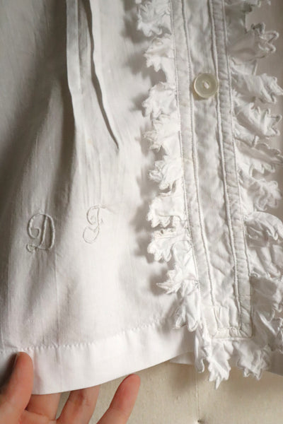 Early 20th Century French Monogram DF Cotton Blouse