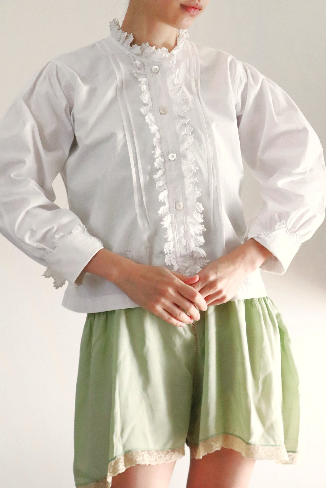 Early 20th Century French Monogram DF Cotton Blouse