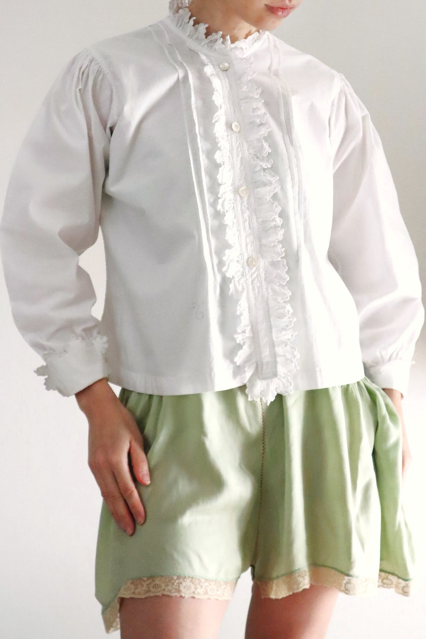 Early 20th Century French Monogram TF Cotton Blouse