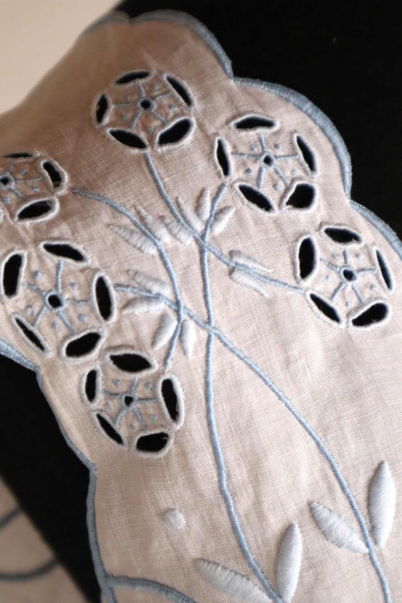 1900s–1910s French Linen Cutwork Embroidered Two-Piece Ensemble