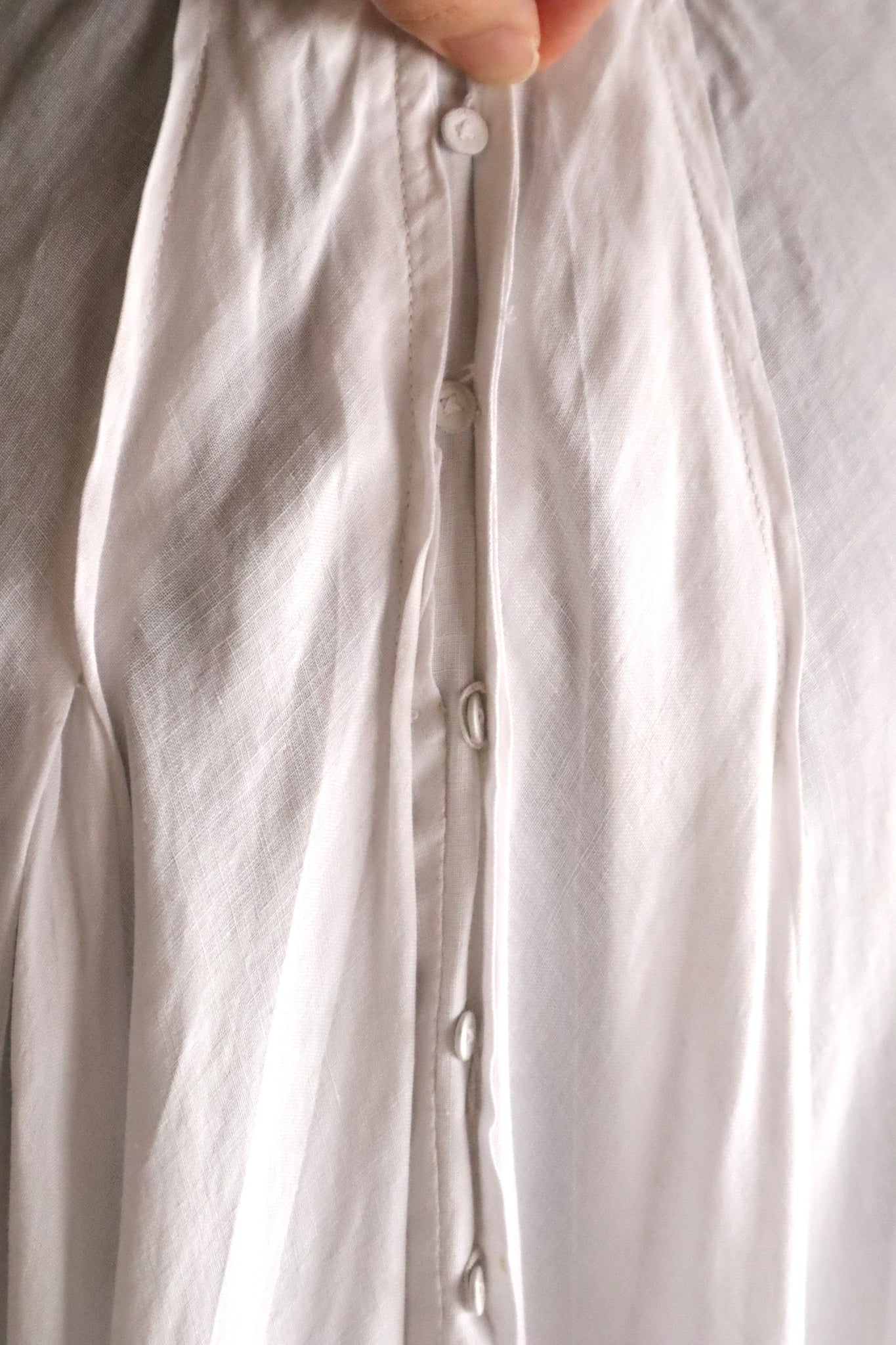 1900s–1910s French Linen Cutwork Embroidered Two-Piece Ensemble