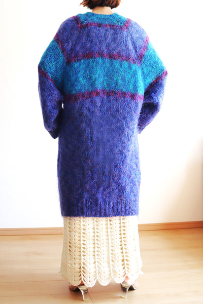80s Blue Mohair Knit Coat