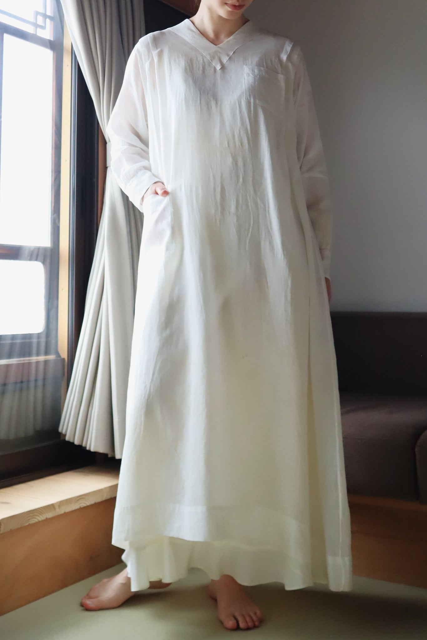 1910s–1920s American Medical Linen Work Dress