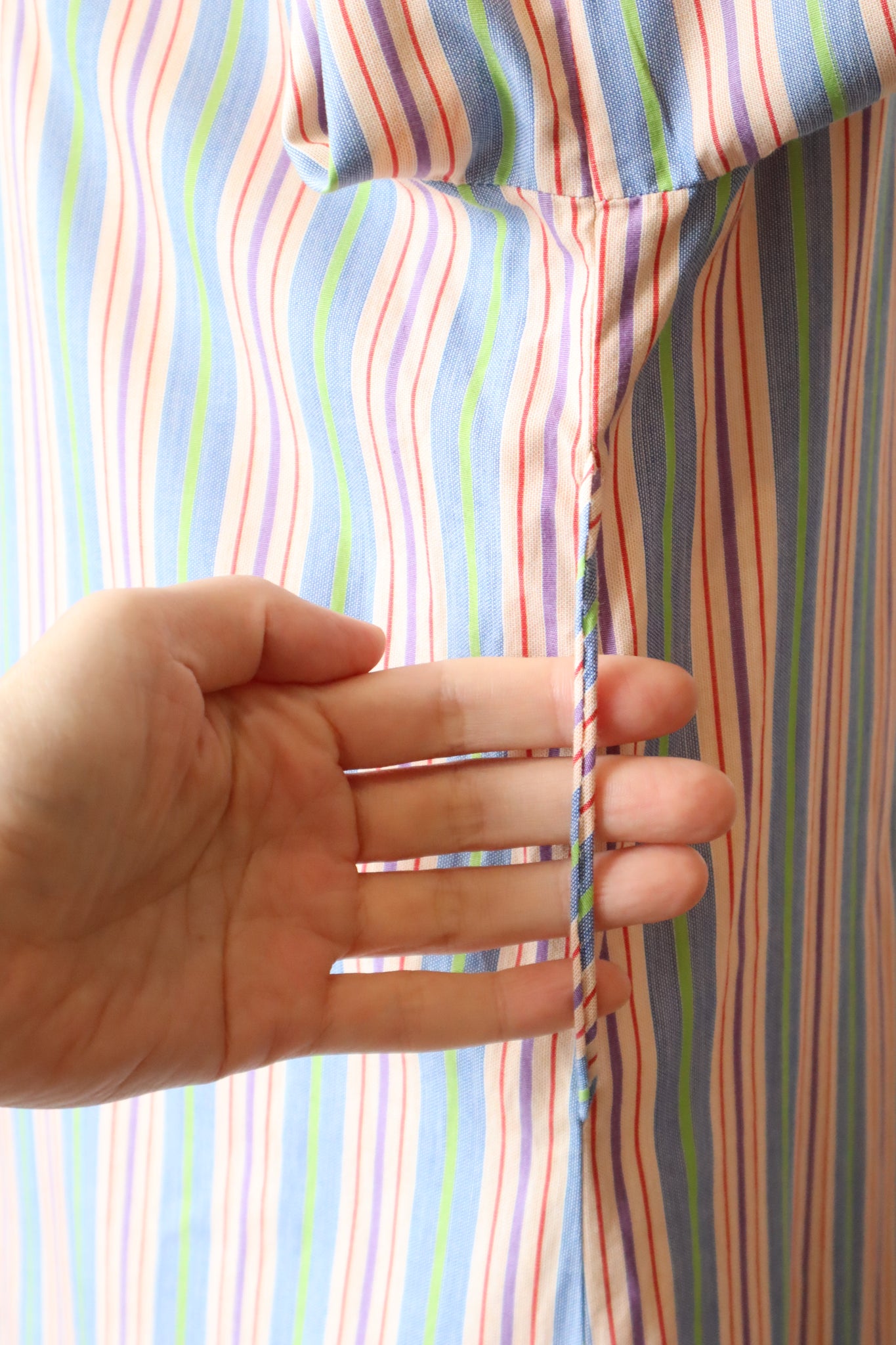 70s Multi Stripe Button Maxi Dress