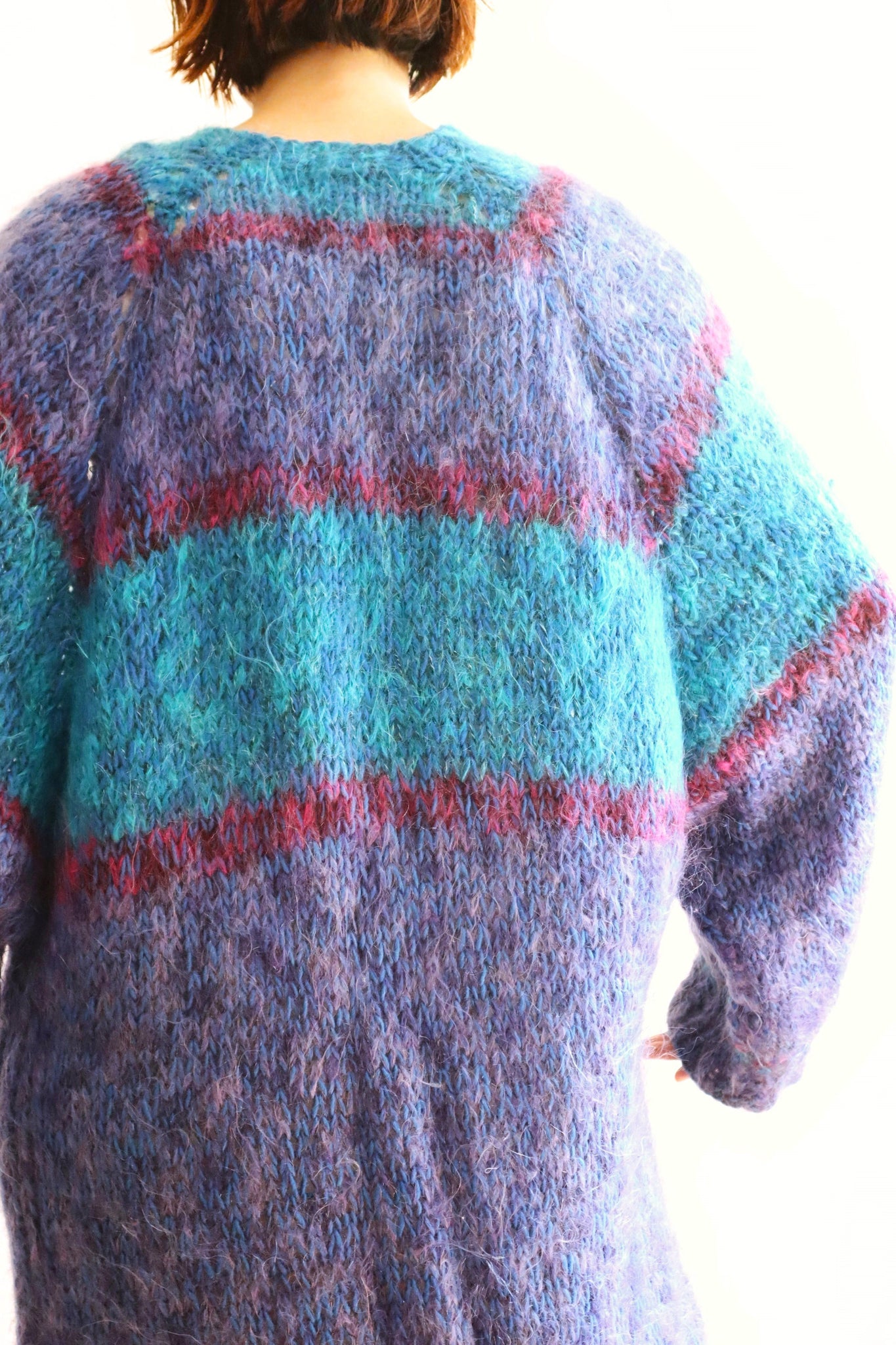 80s Blue Mohair Knit Coat