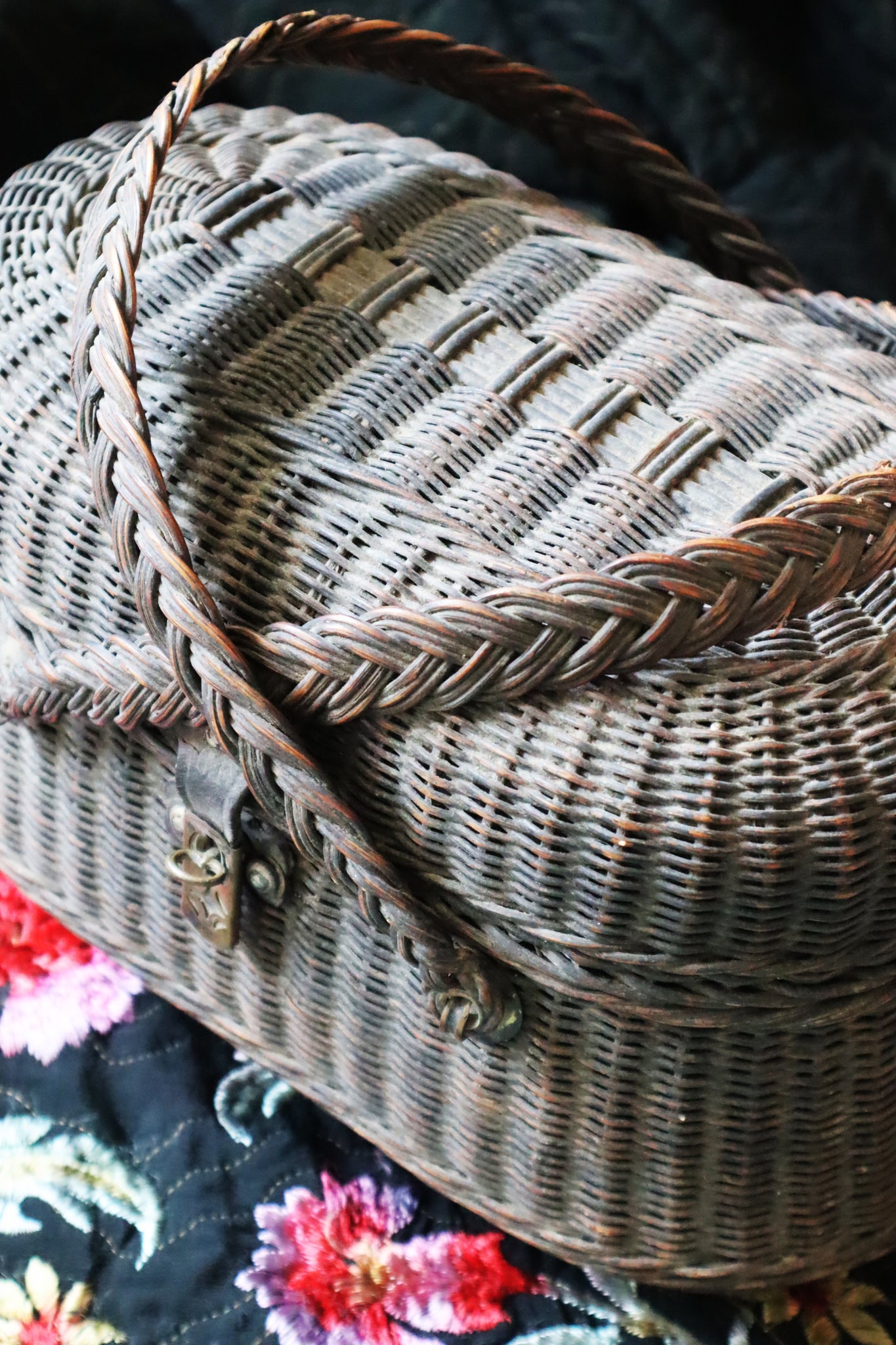 1900 French Black Wicker Basket