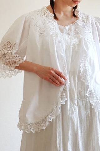 1900s Hand Cut Work Bed Jacket