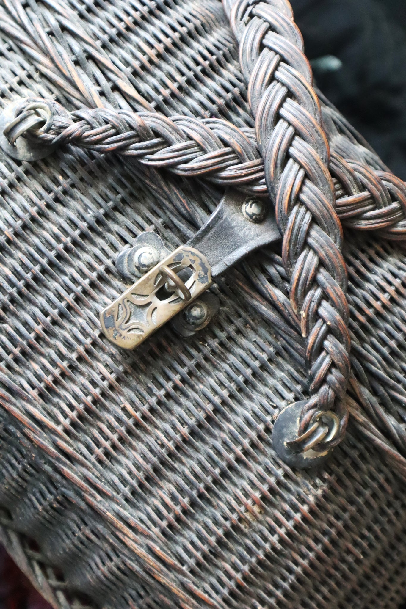 1900 French Black Wicker Basket