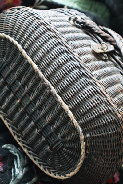 1900 French Black Wicker Basket