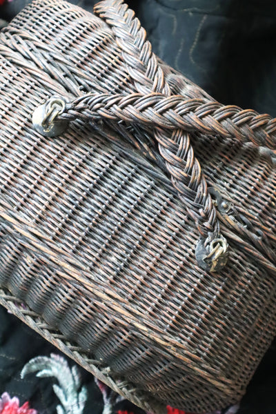 1900 French Black Wicker Basket