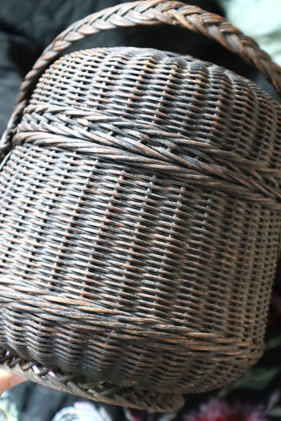 1900 French Black Wicker Basket