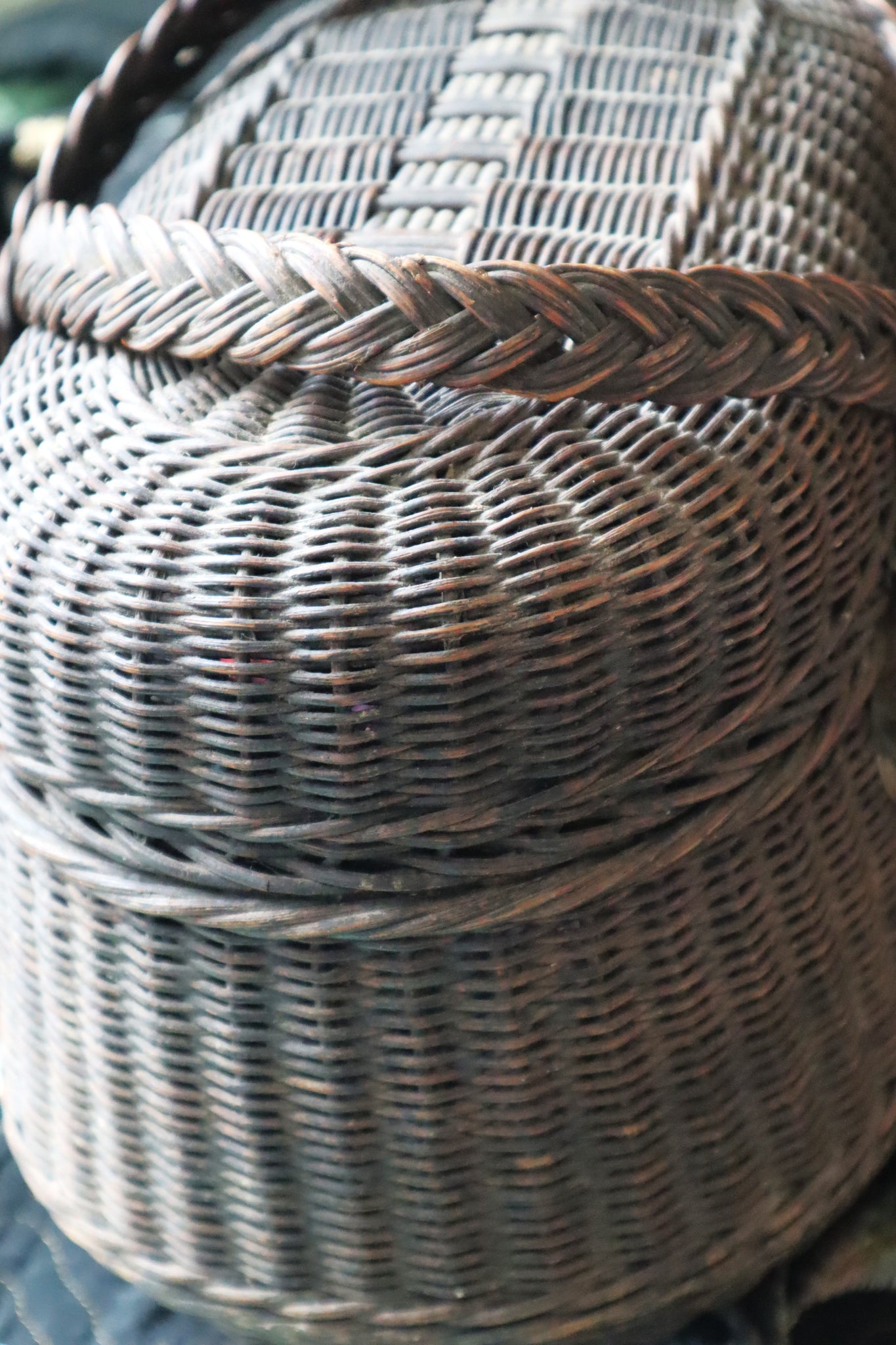 1900 French Black Wicker Basket