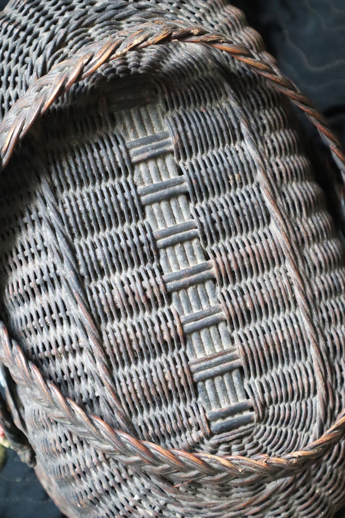 1900 French Black Wicker Basket